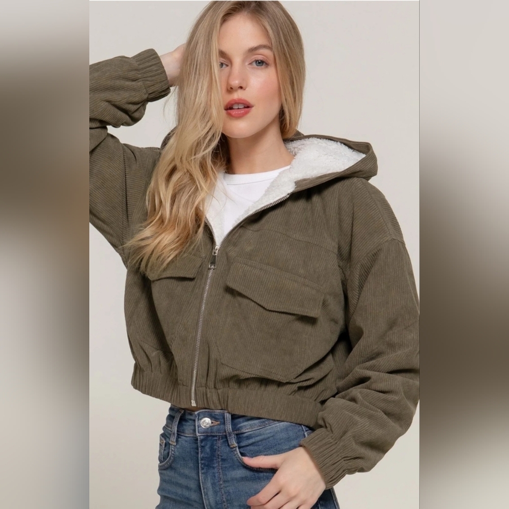Everlasting Eve Corderoy Hooded Utility Jacket
